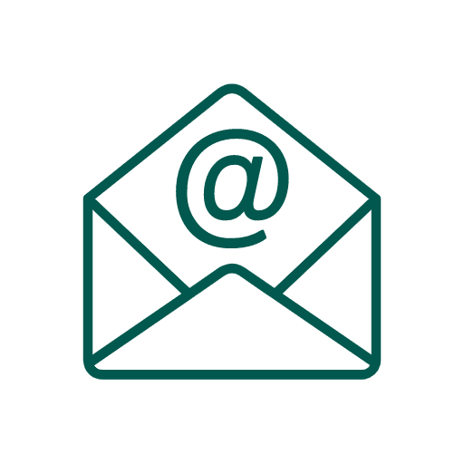 Icon, dark green, email envelope